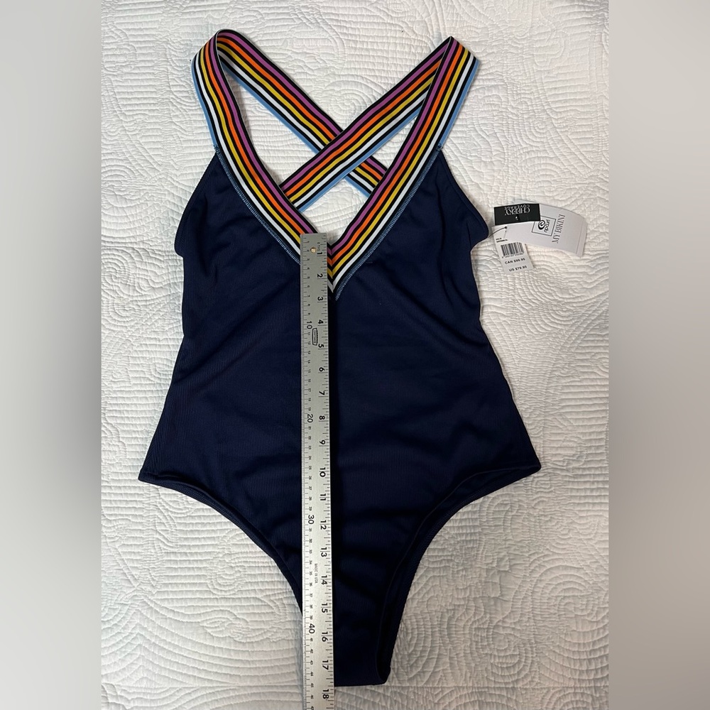 Rip Curl Navy One Piece With Multicolor Stripes - image 6
